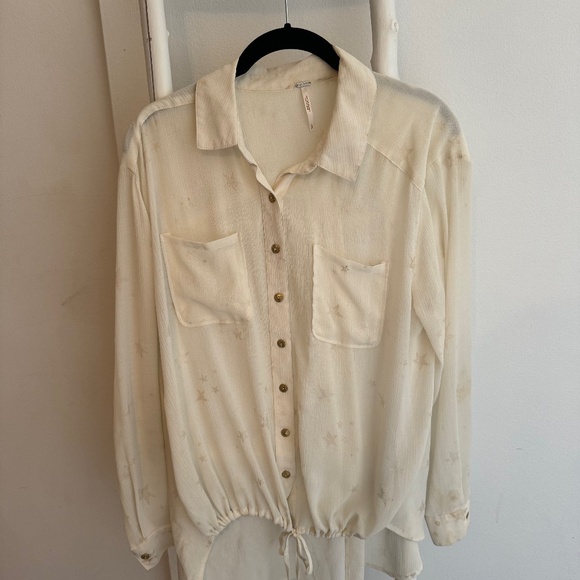Free People Blouse in white / cream with gold stars - Picture 1 of 3